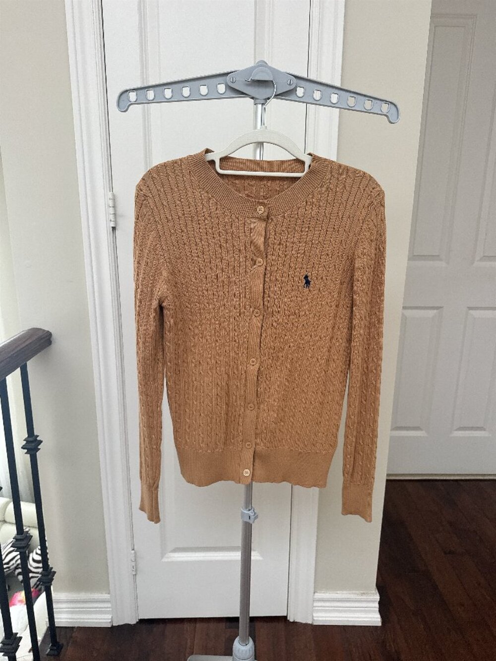 New Classic Camel Cashmere Cable Knit Long Sleeves Cardigan